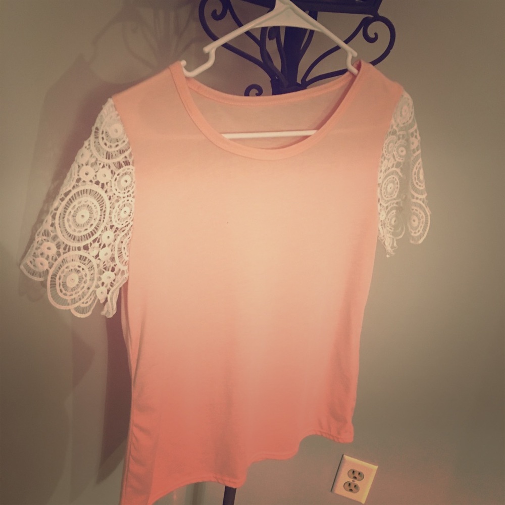 Cute Orange Creamsicle Laced Sleeves Tee    🍊🍦☀️